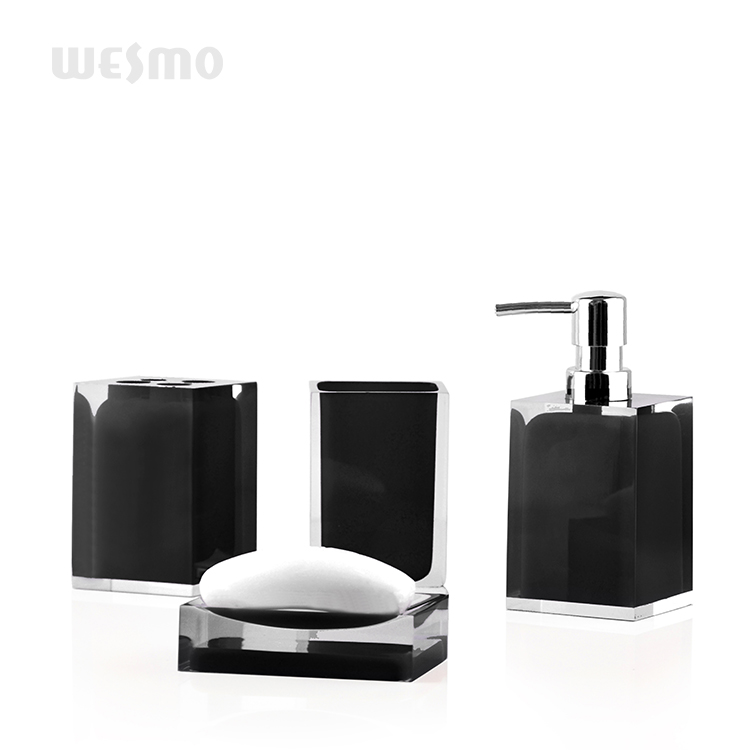 New products clear resin Polyresin black toilet decoration bathroom accessories set